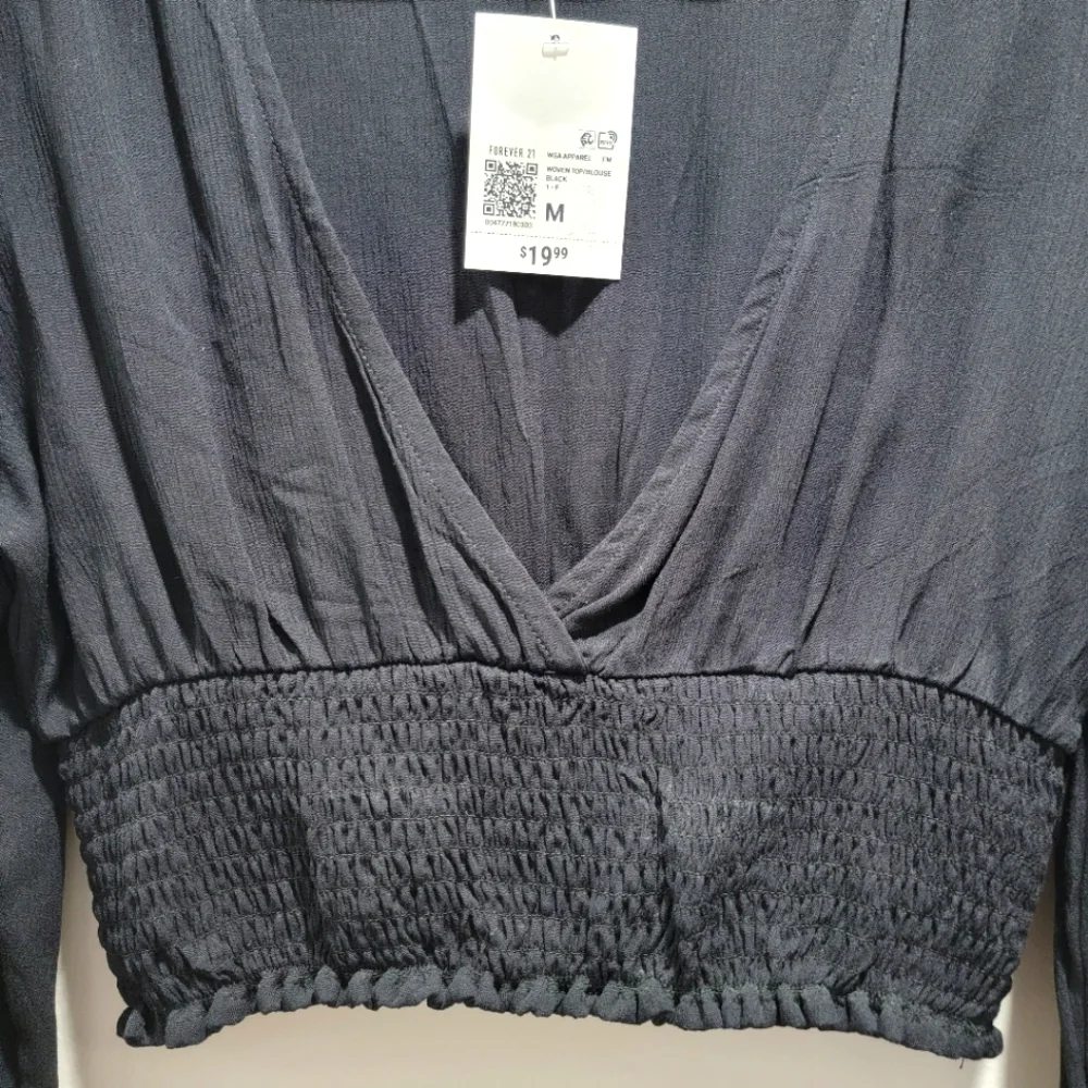 Forever 21 Woven Cropped Top with Smocked Waistband